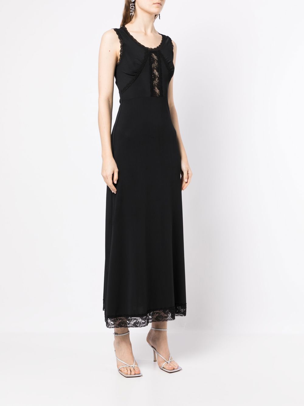 Shop Natasha Zinko Lace-trimmed Midi Dress In Black