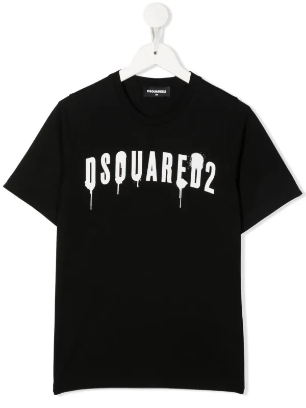 spray paint logo print T shirt