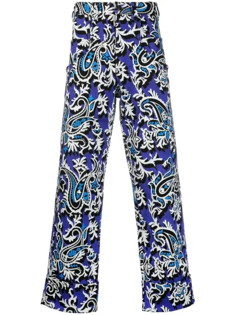 floral-print straight-leg trousers