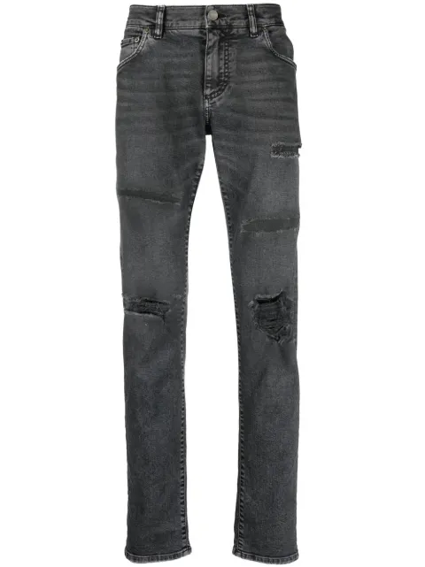 Dolce & Gabbana logo-plaque distressed jeans
