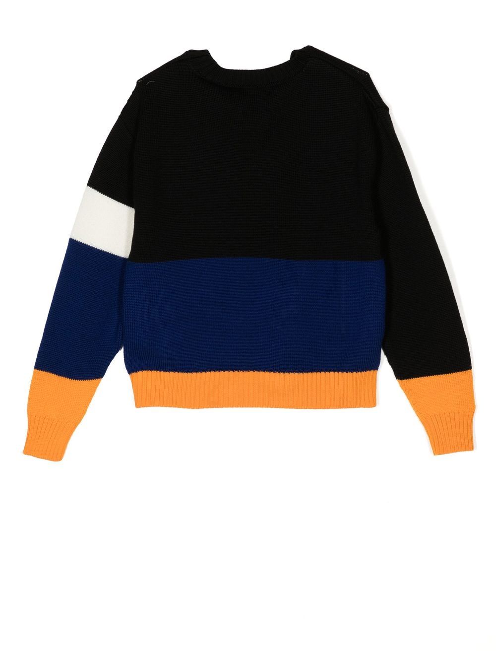 Shop Off-white Intarsia-knit Panelled Jumper In 黑色