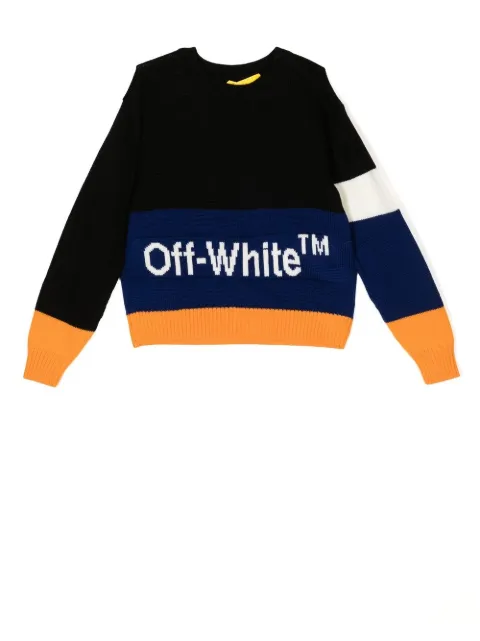 Off-White Kids كنزة بأجزاء مخيوطة وحياكة إنتارسيا 