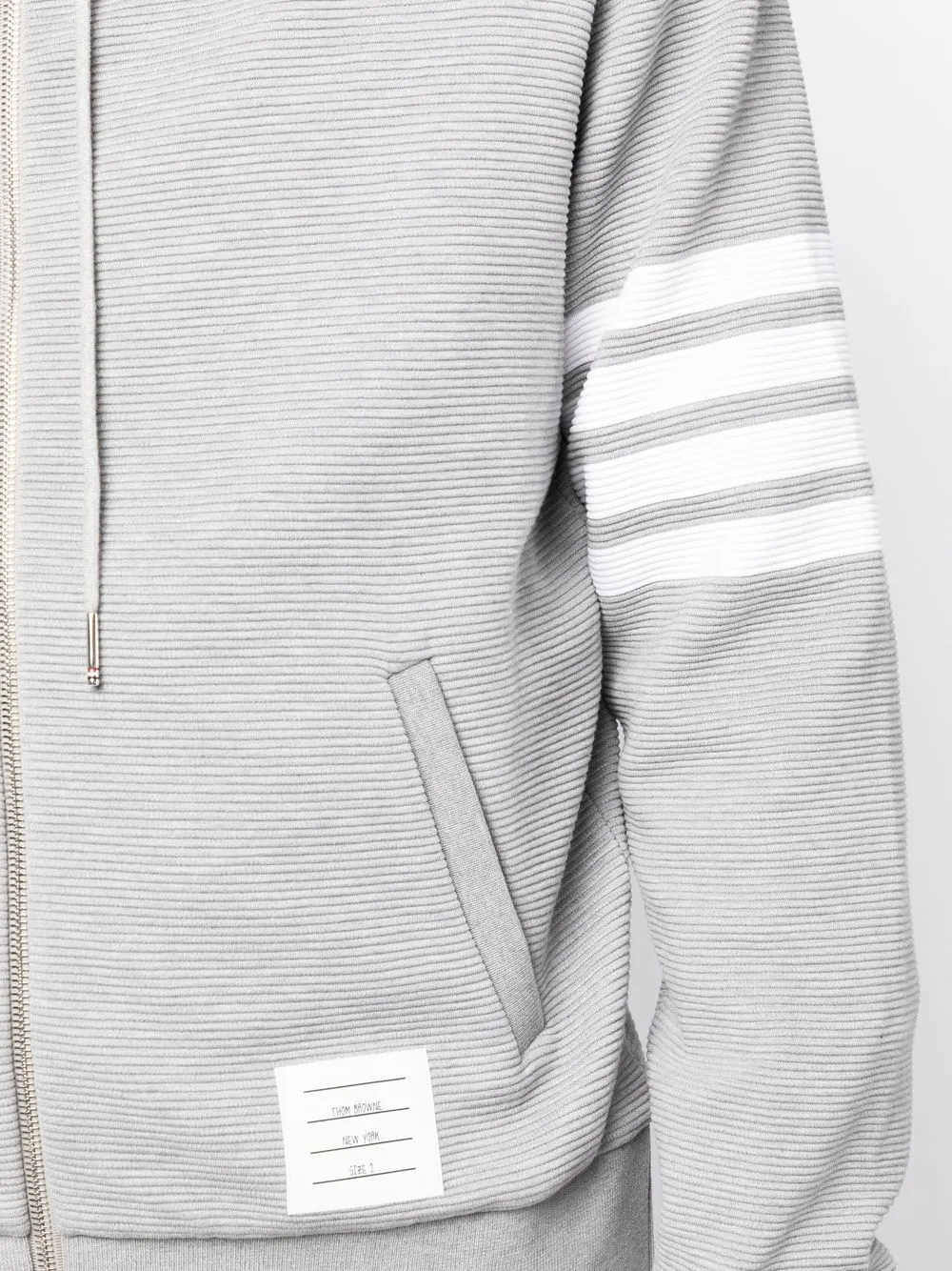 Thom Browne logo-patch zip-up Hoodie | Grey | FARFETCH Thom Browne logo-patch zip-up Hoodie | Grey | FARFETCH