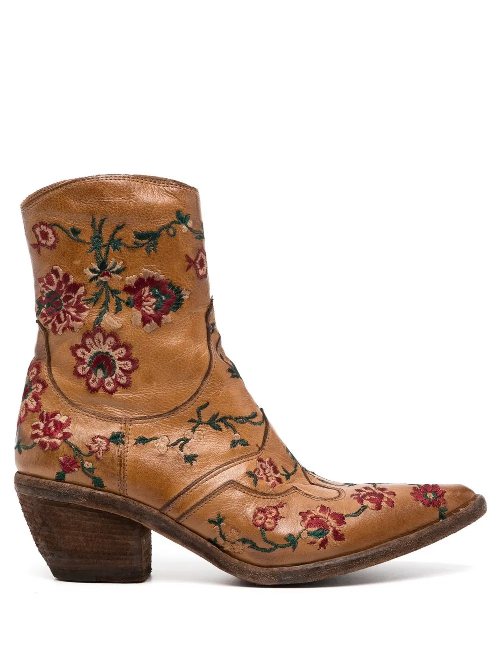 Fauzian Jeunesse floral-embroidered ankle boots | Brown | Image 1