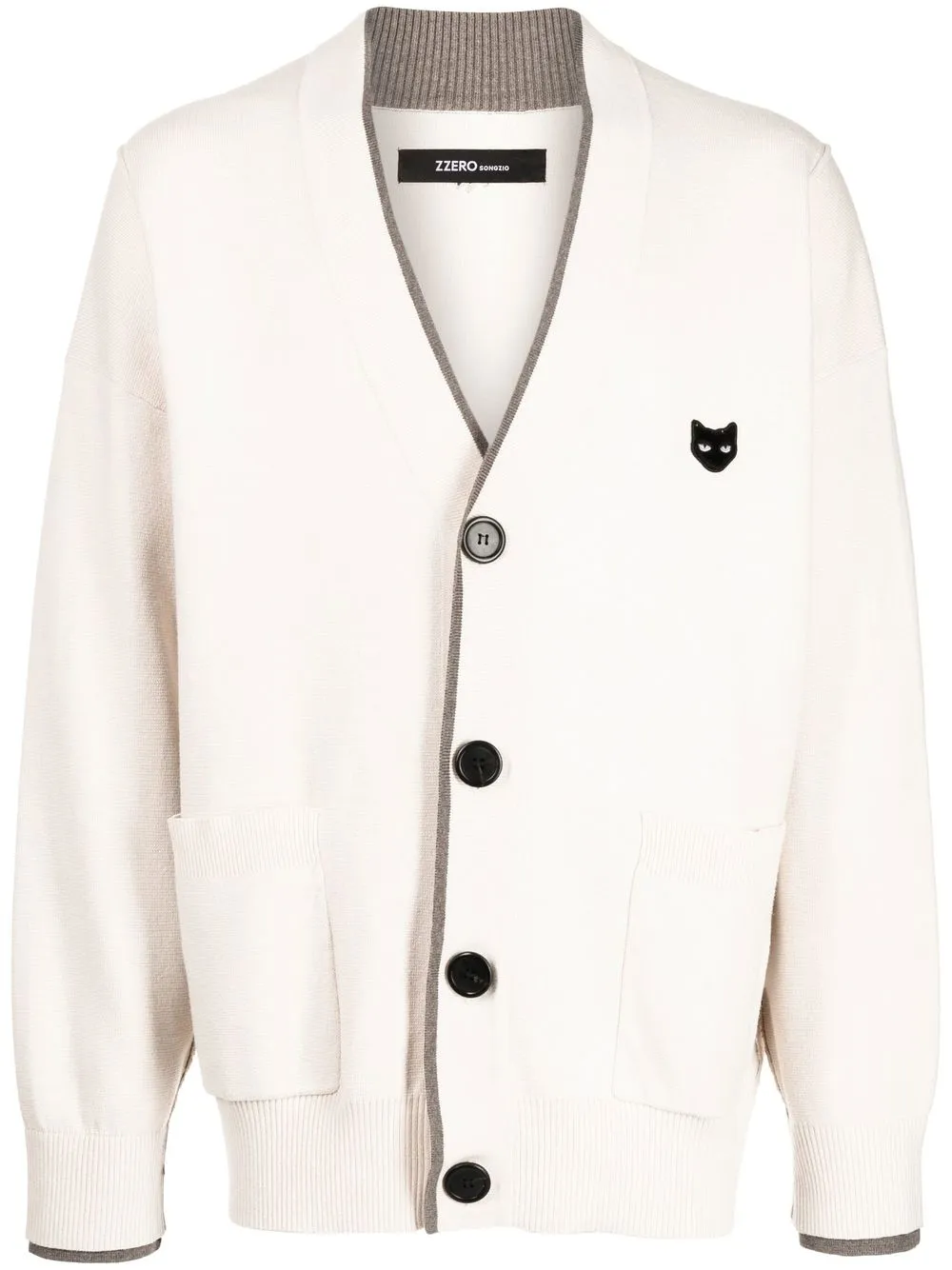 

ZZERO BY SONGZIO logo-patch V-neck cardigan - Neutrals