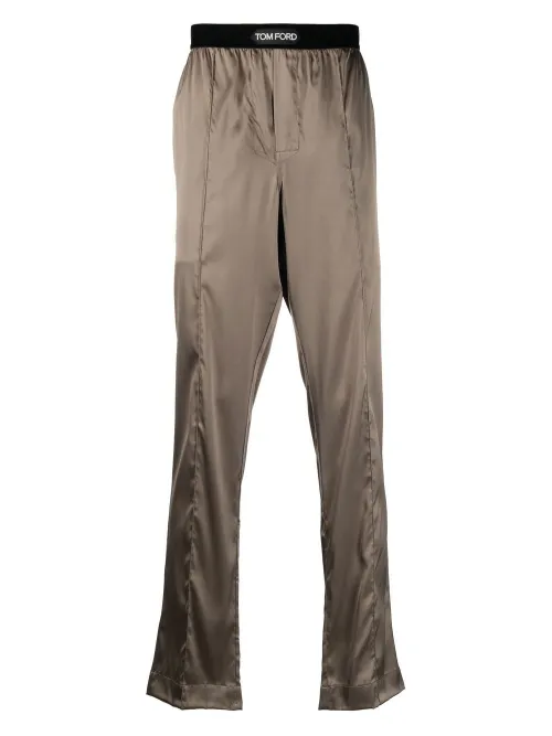 Bas de pyjama en soie à taille à logo - TOM FORD - Modalova