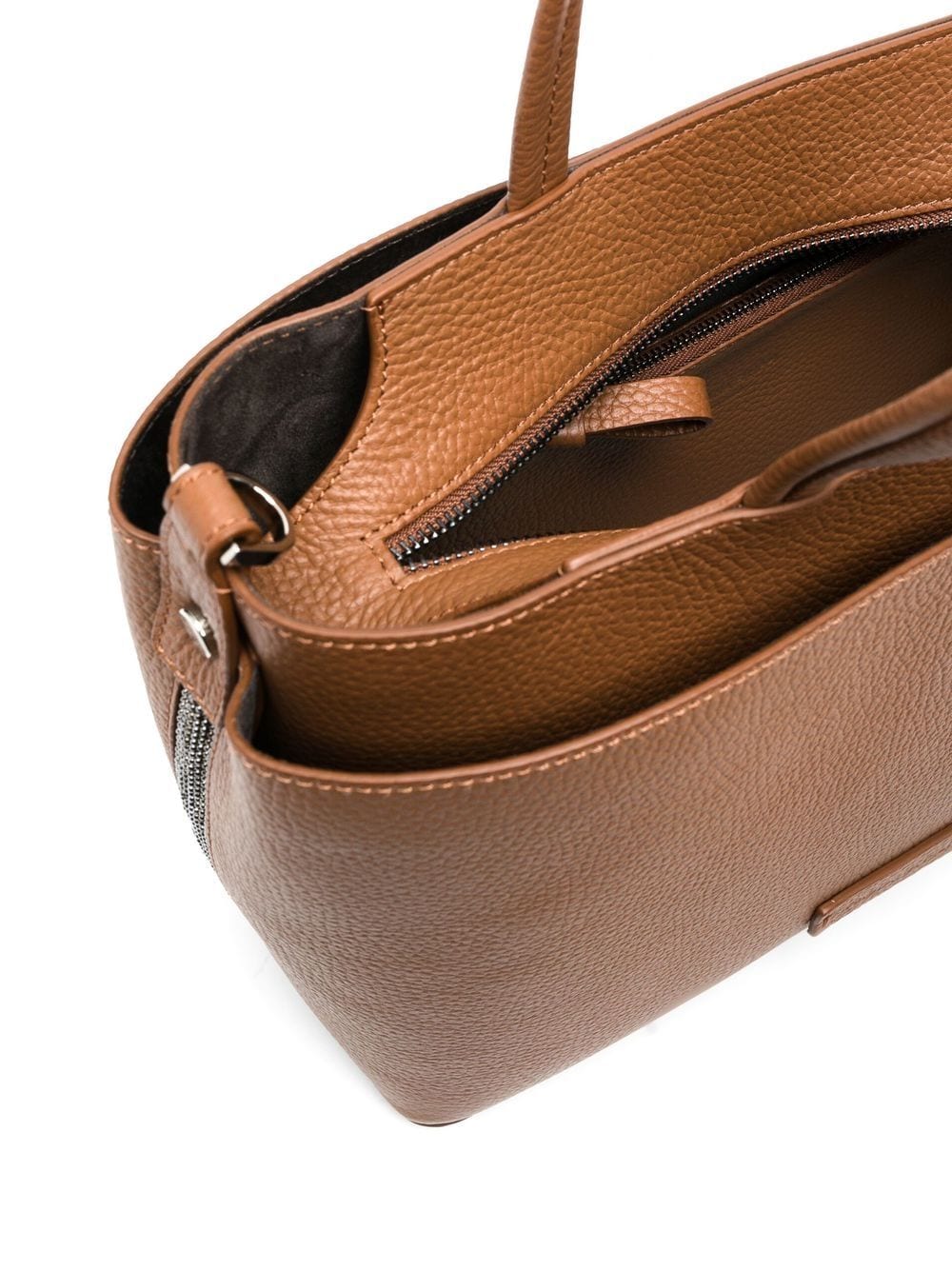 Shop Fabiana Filippi Inga Stud-detail Tote Bag In Brown