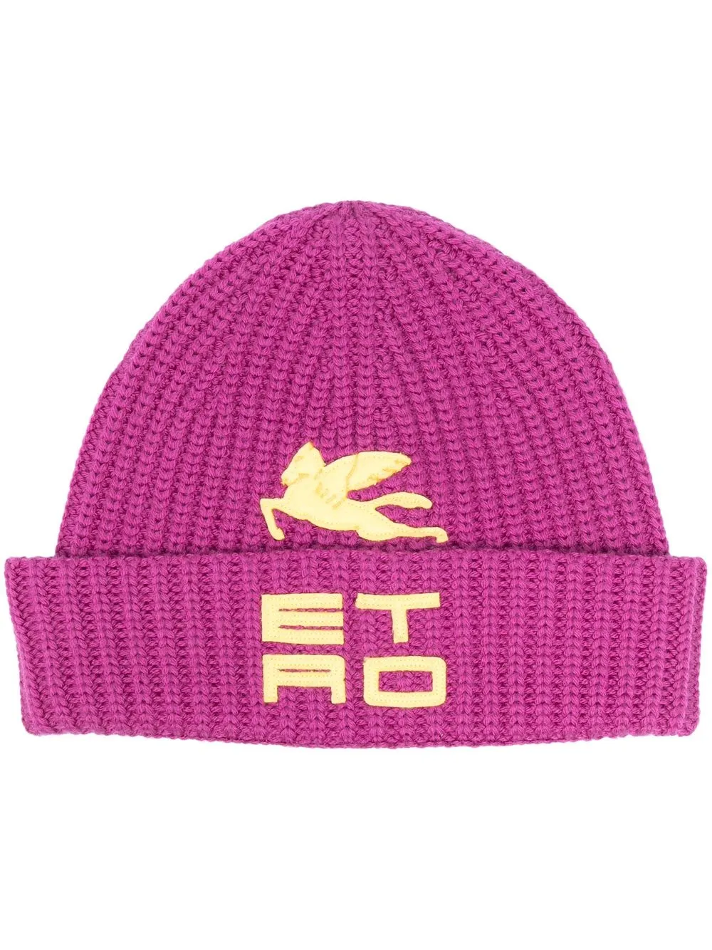 

ETRO appliqué-logo ribbed-knit beanie - Purple