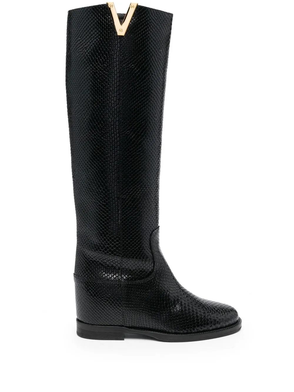 

Via Roma 15 snakeskin-effect leather boots - Black