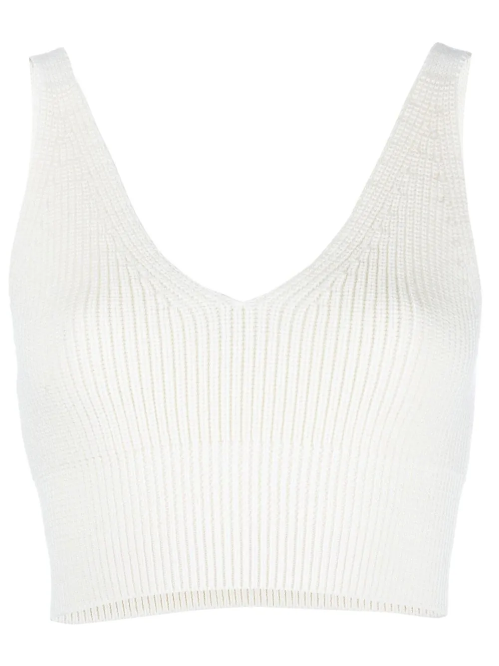 

P.A.R.O.S.H. top tejido de canalé con cuello en V - Blanco