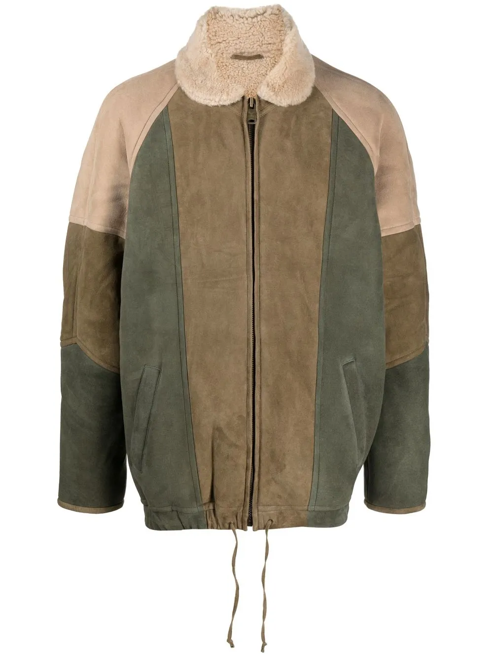 

Isabel Marant panelled shearling leather coat - Green