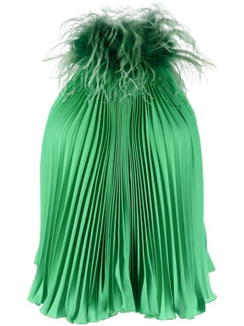 STYLAND pleated feather-trim blouse