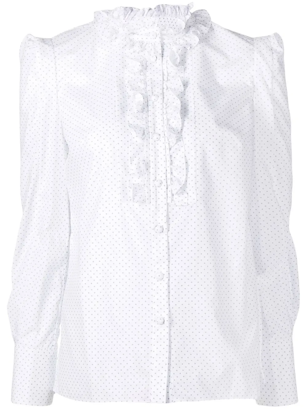 

Erdem camisa con volantes y lunares estampados - Blanco