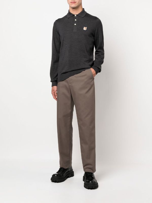 Maison Kitsuné logo-patch fine-knit Polo - Farfetch