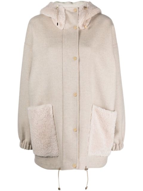 Manzoni 24 shearling-trim wool-blend hooded coat
