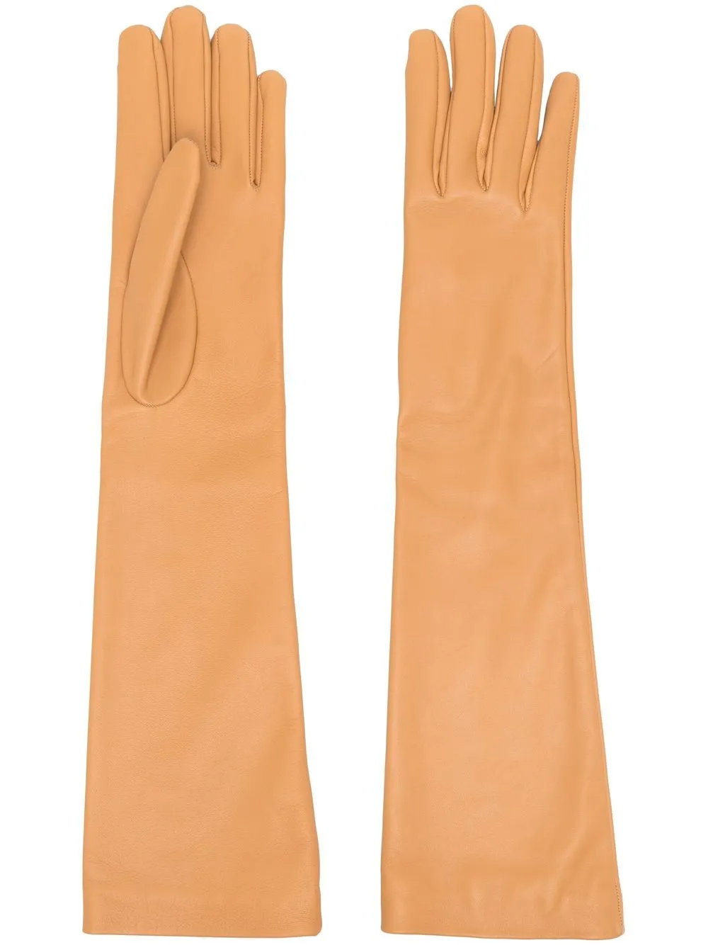 

Brunello Cucinelli silk-lined leather longline gloves - Orange