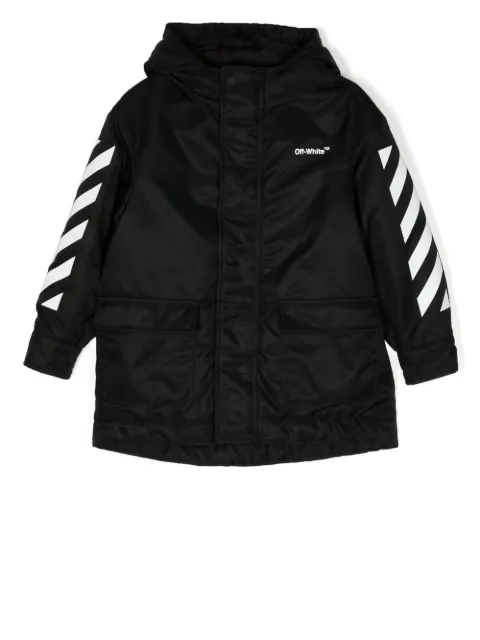 Off-White Kids 헬베티카 로고 프린트 파카 재킷