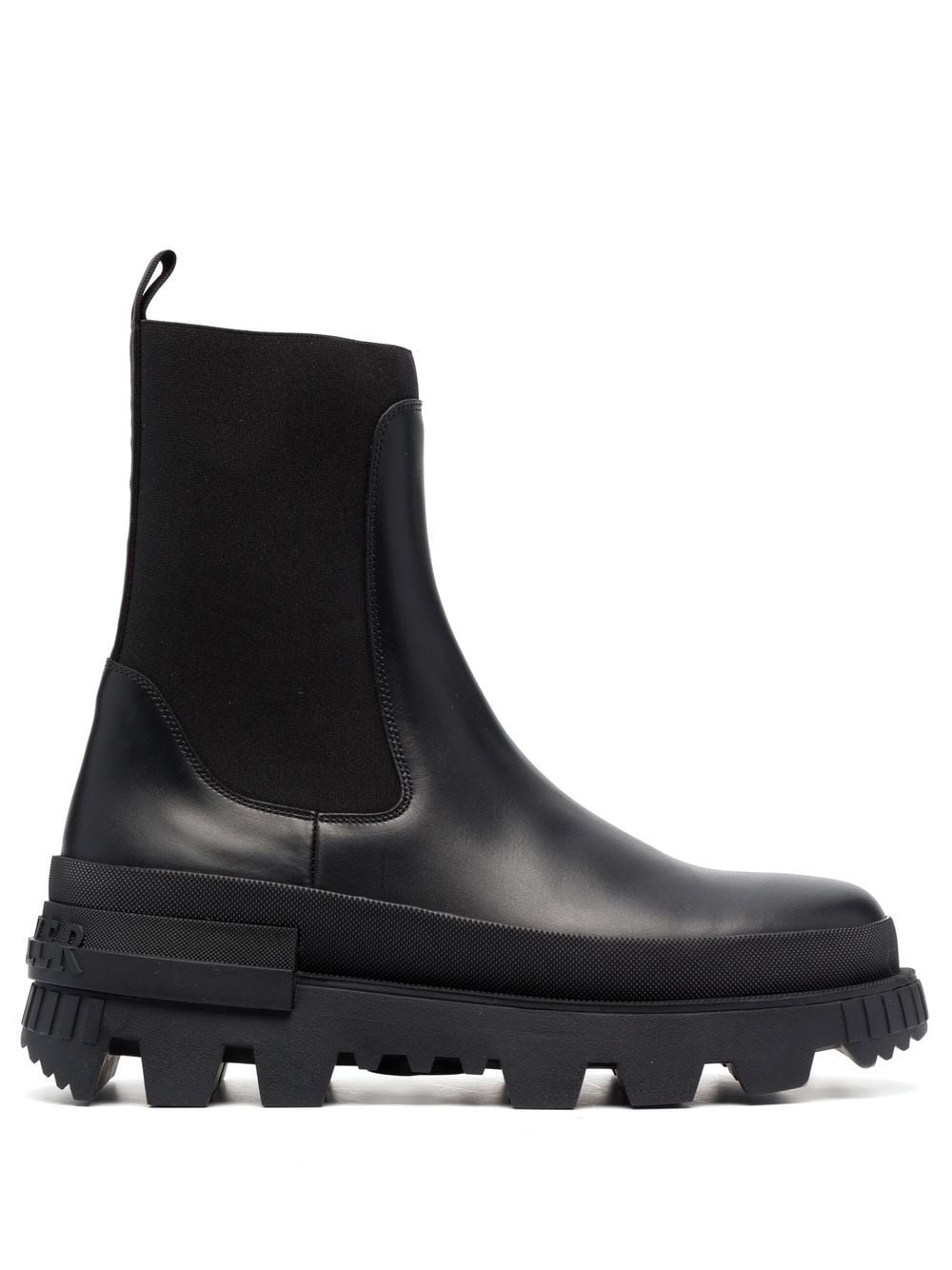 Shop Moncler Neue Leather Chelsea Boots In Black