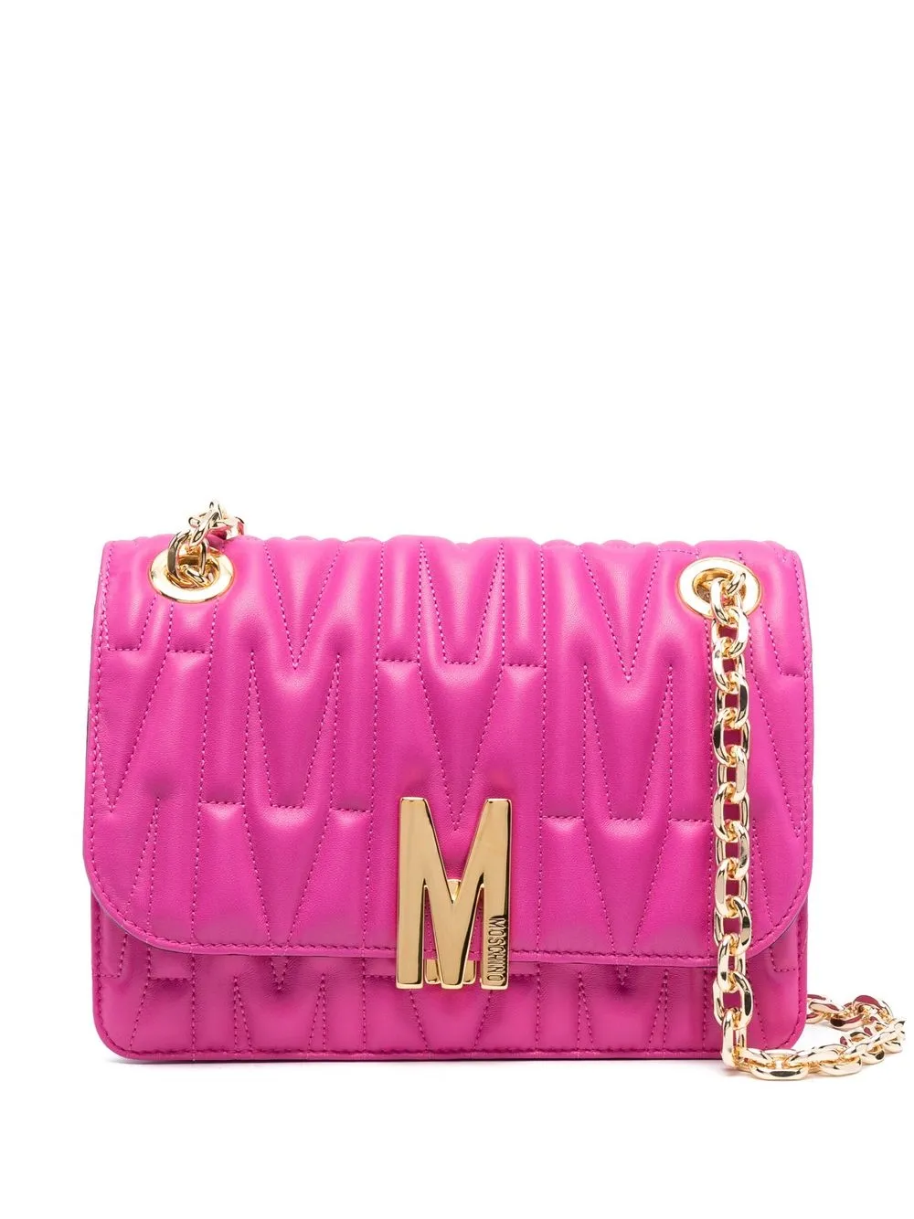 

Moschino quilted-logo shoulder bag - Pink