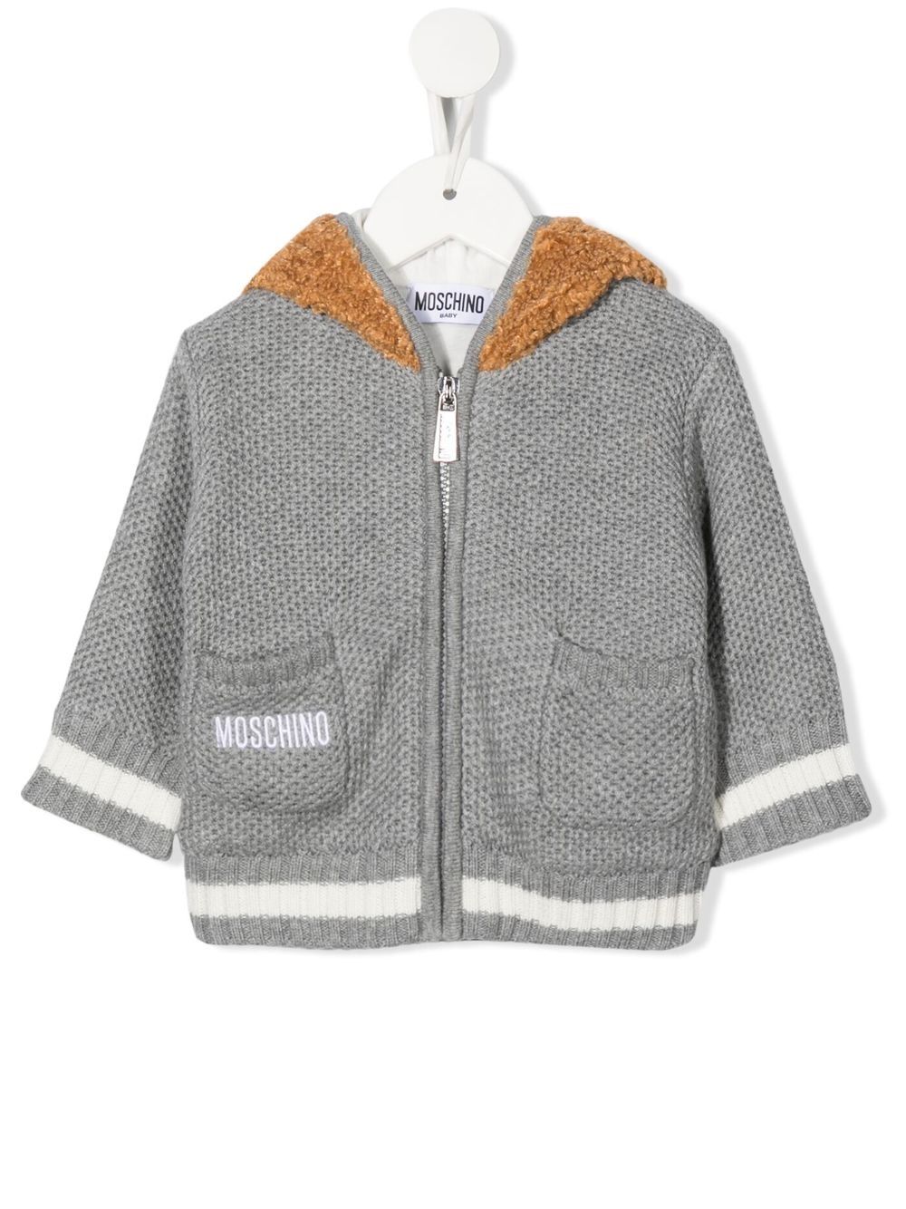 

Moschino Kids chamarra tejida con motivo Teddy Bear - Gris