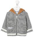 Moschino Kids teddy bear-hood knitted jacket - Grey