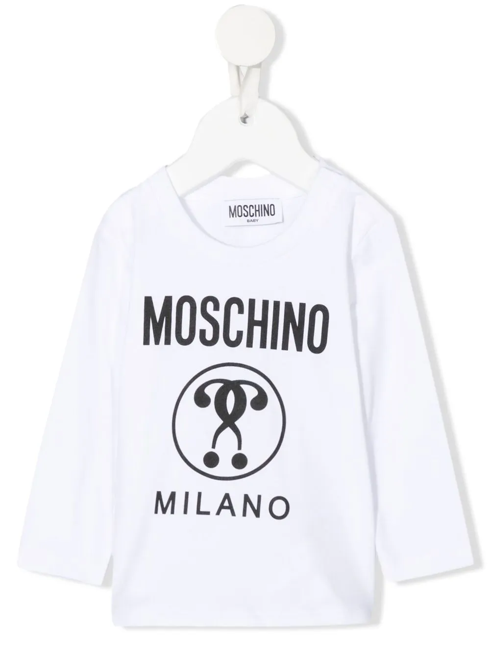 

Moschino Kids playera manga larga con logo estampado - Blanco