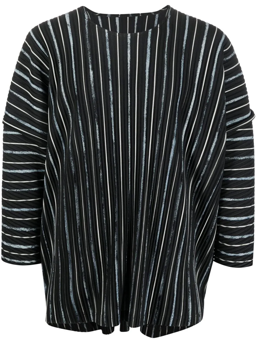 

Homme Plissé Issey Miyake round-neck striped T-shirt - Black