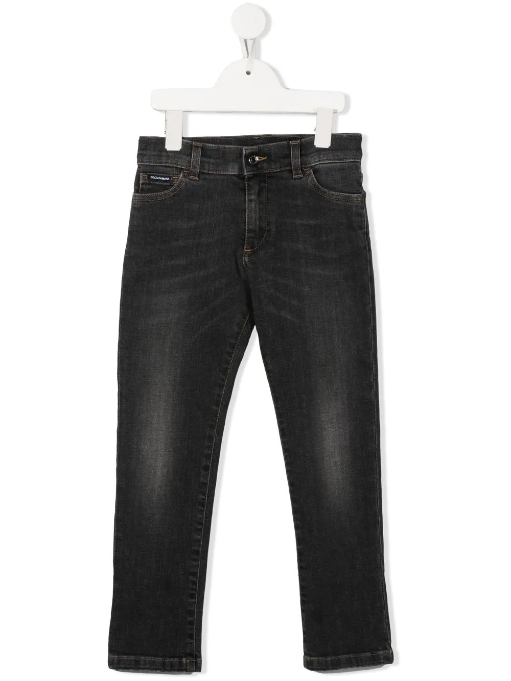 

Dolce & Gabbana Kids jeans rectos con parche del logo - Gris