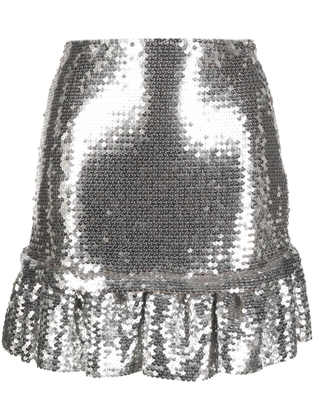 RABANNE SEQUIN-EMBELLISHED RUFFLE MINI SKIRT