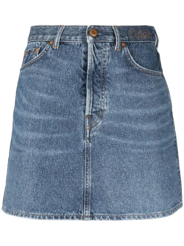 Chloé High-waist Denim Skirt in Blue