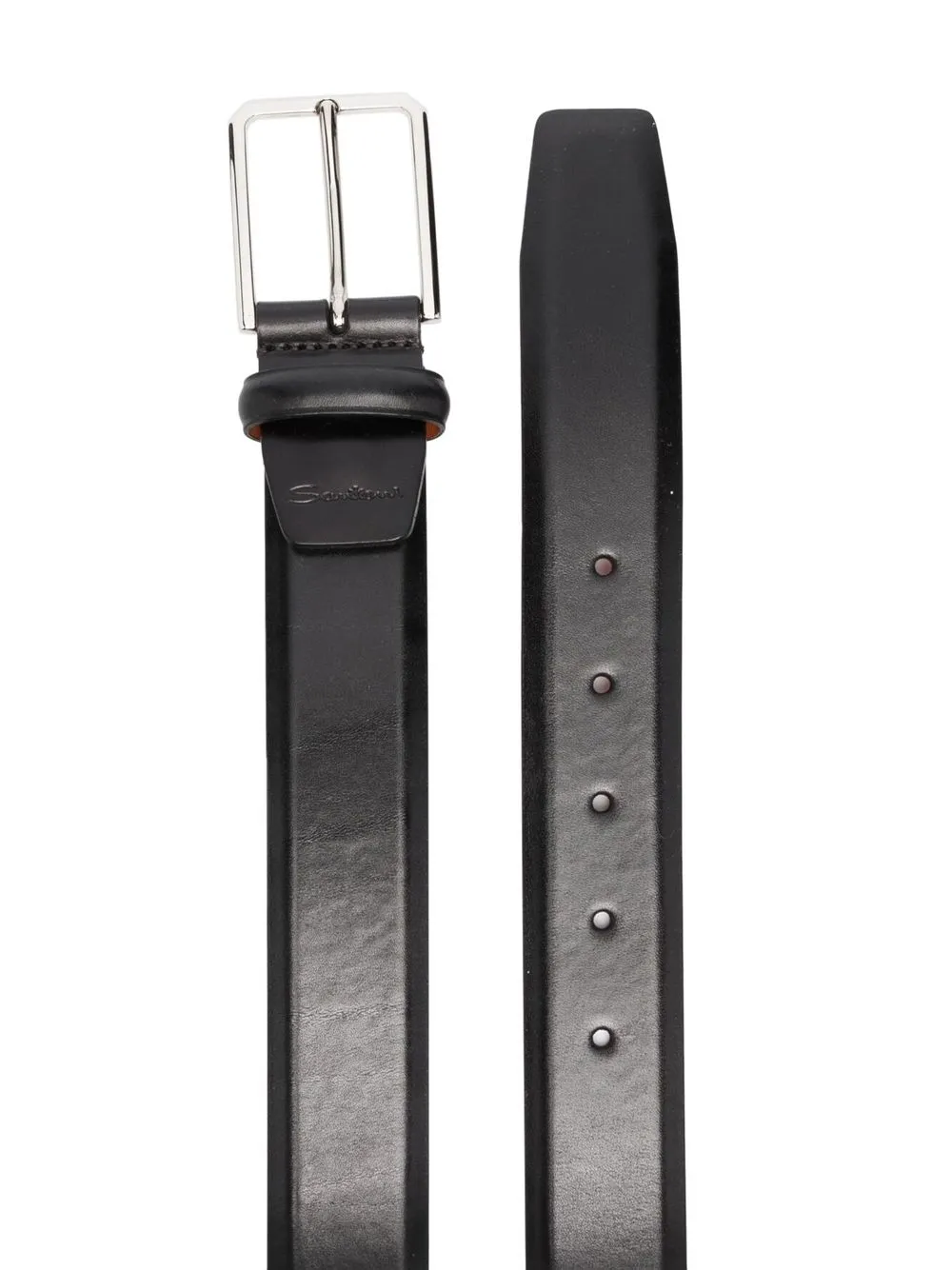 Santoni Riem met gegraveerd logo - Zwart