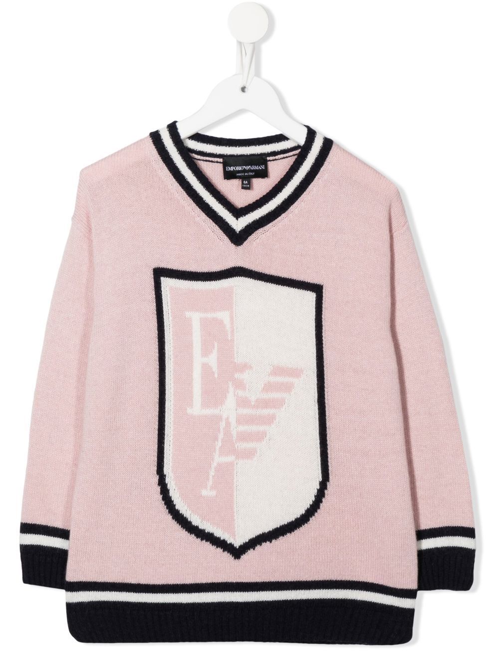 Emporio Armani Kids logo-intarsia varsity jumper - Pink