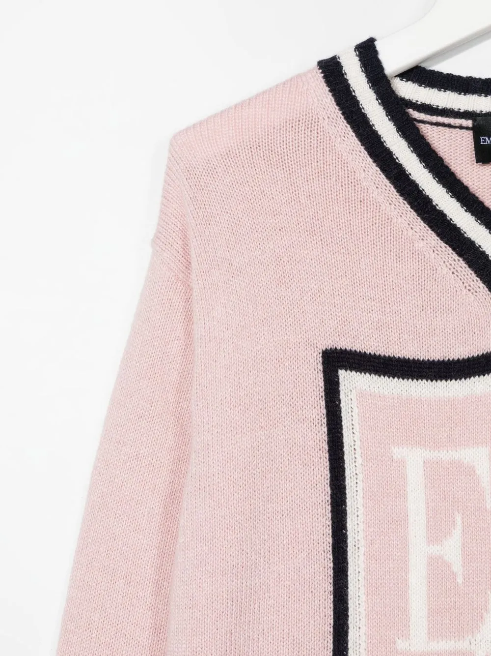 Emporio Armani Logo-intarsia Varsity Jumper In Rosa