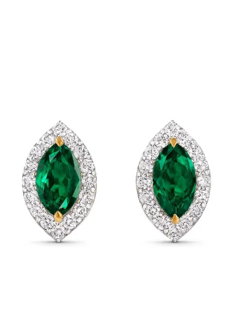 House of Meraki 18kt yellow gold Myra emerald and diamond stud earrings