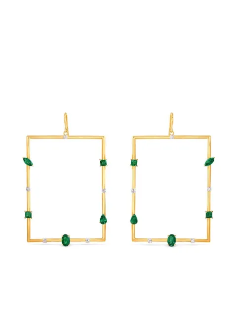 House of Meraki 18kt yellow gold Evelyn emerald and diamond drop earrings