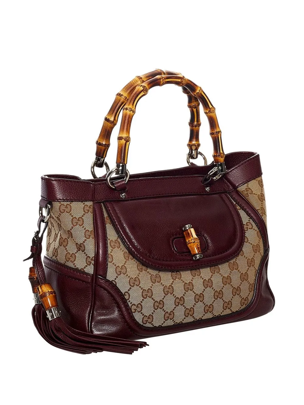 image 3 of gucci pre-owned bamboo gg 经典logo手提包