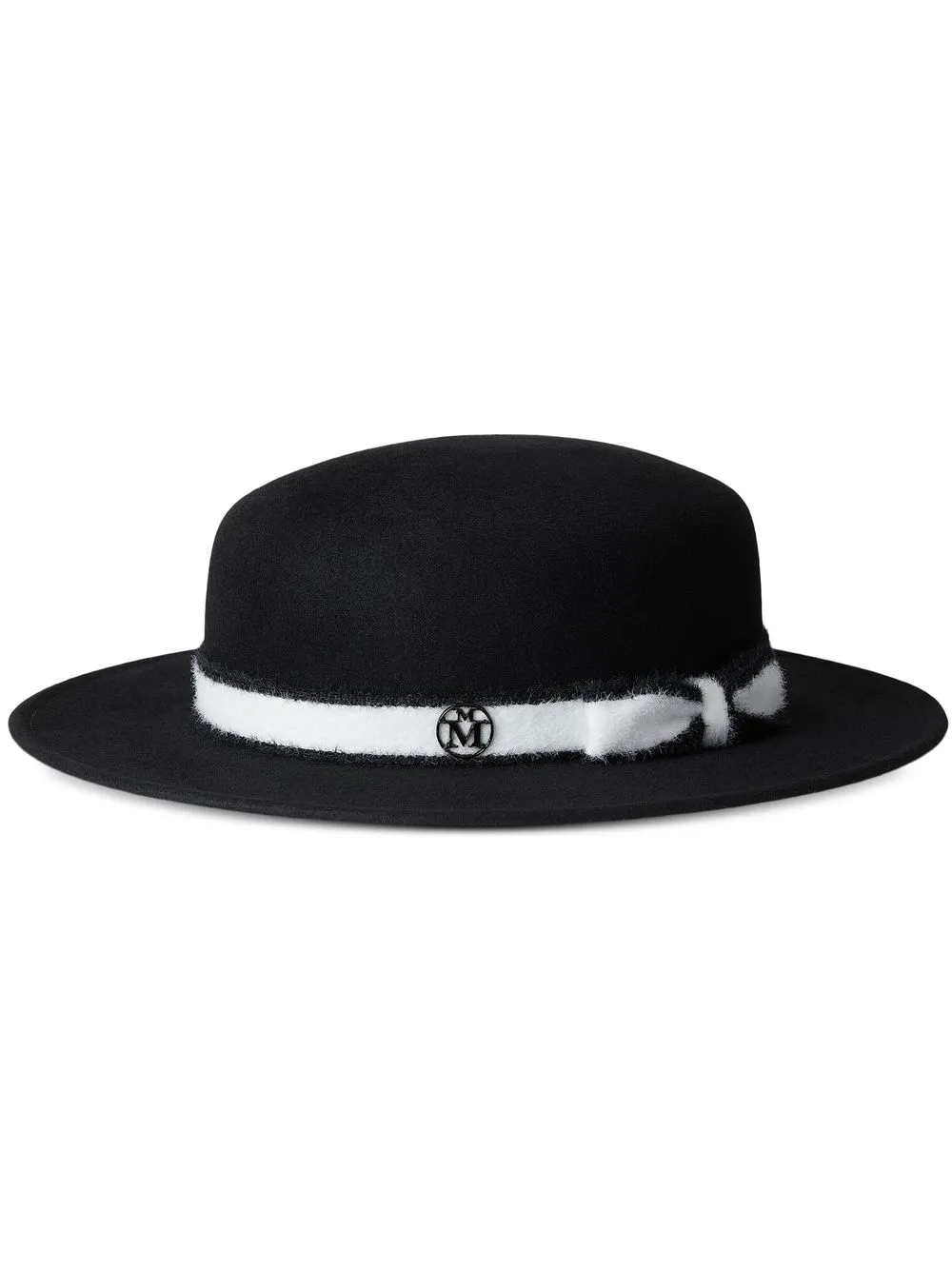 Maison Michel Rod Logo-plaque Felt Hat In Black