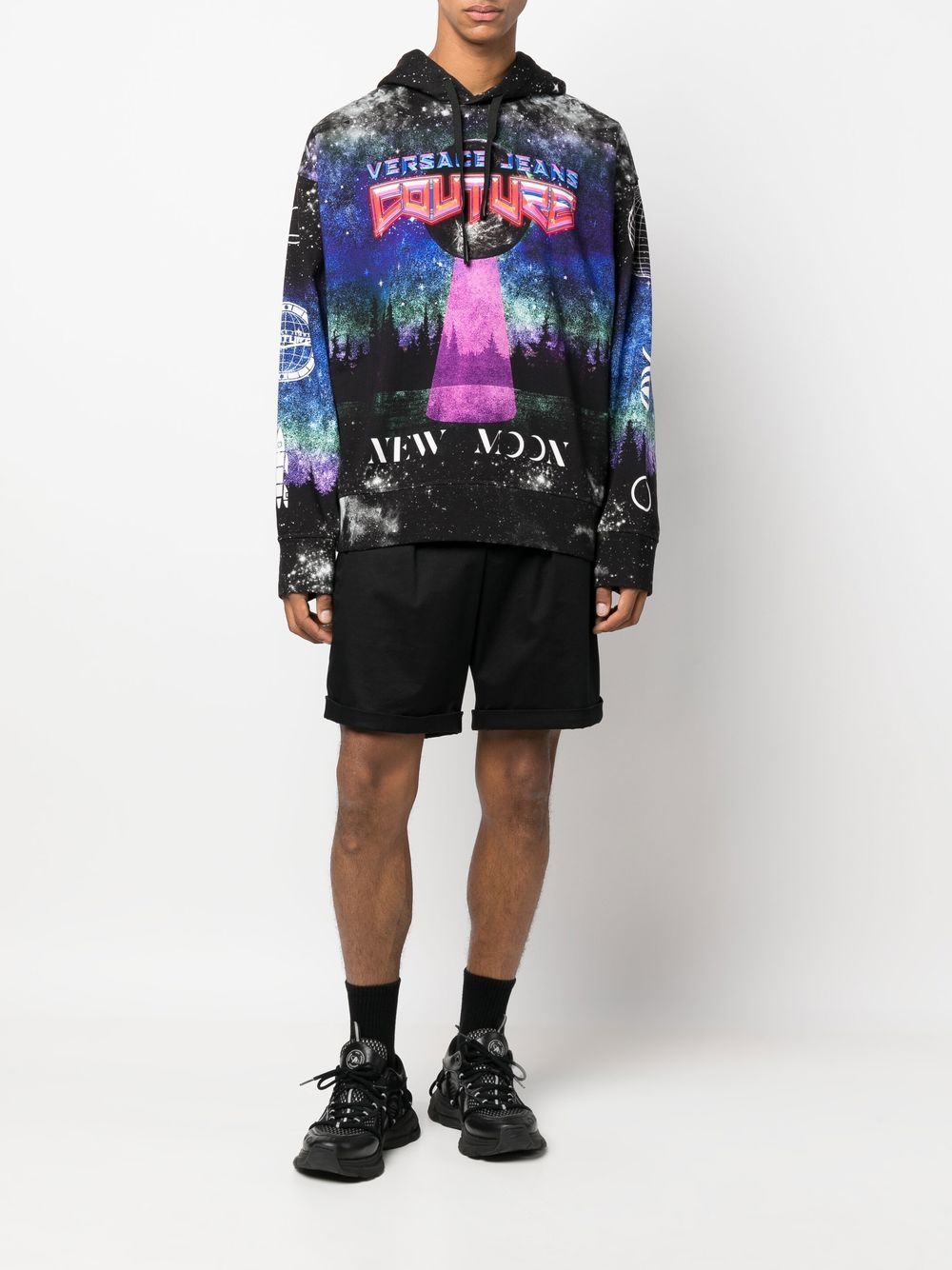 Image 2 of Versace Jeans Couture graphic-print drawstring hoodie