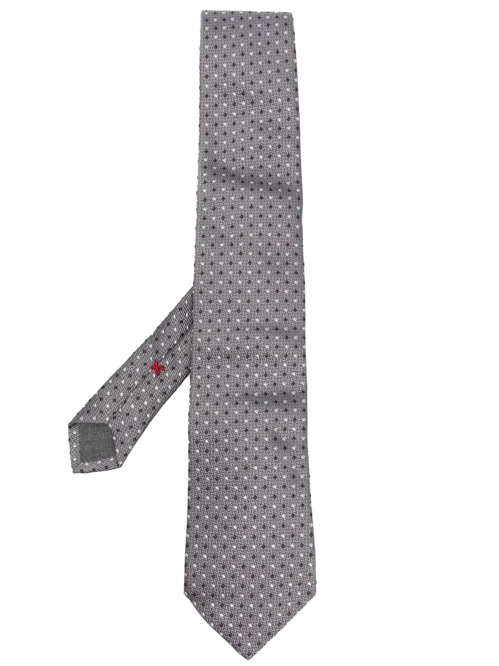 

Brunello Cucinelli polka dot-embroidered silk tie - Grey