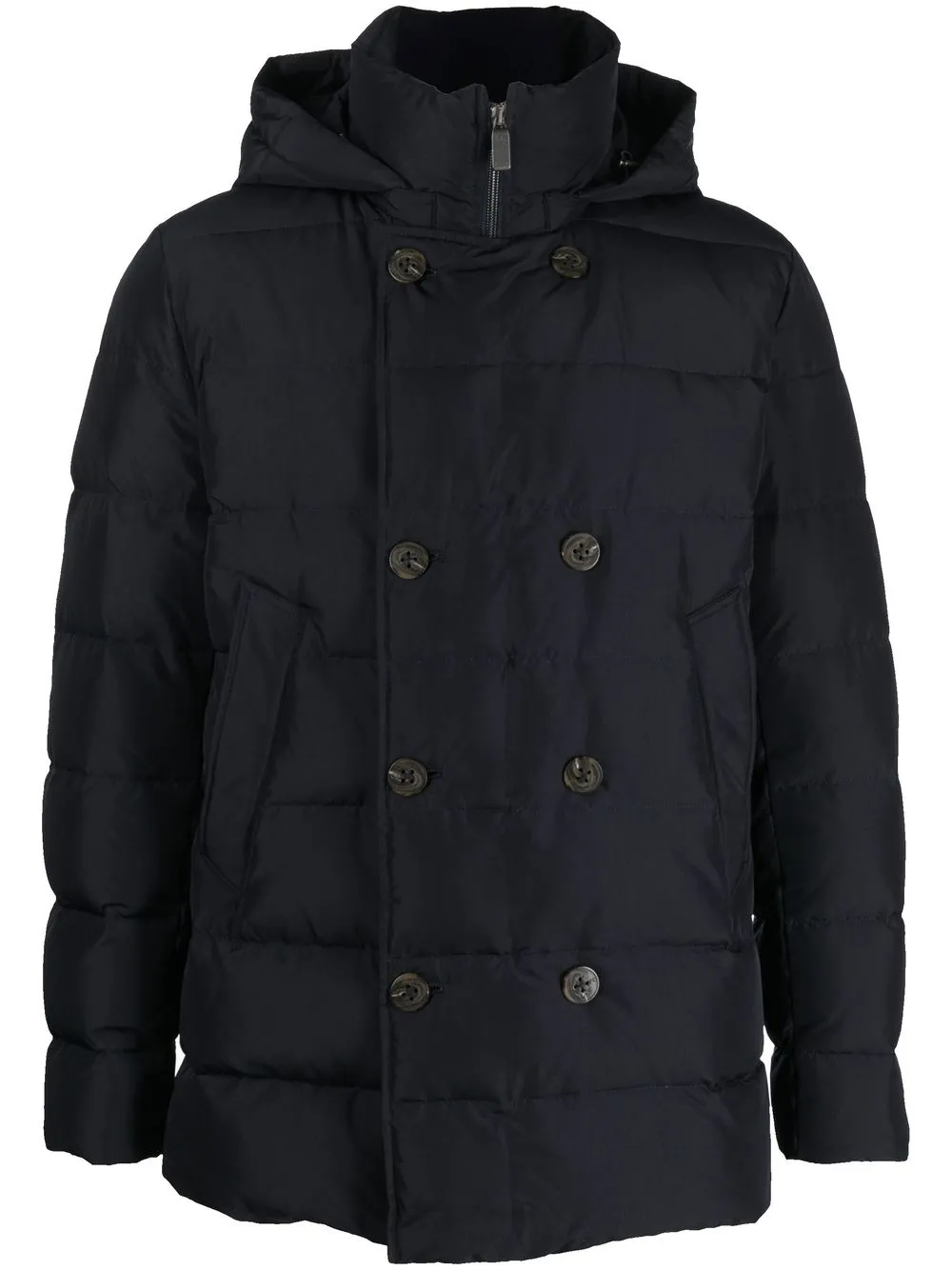 

Canali padded hooded down jacket - Blue