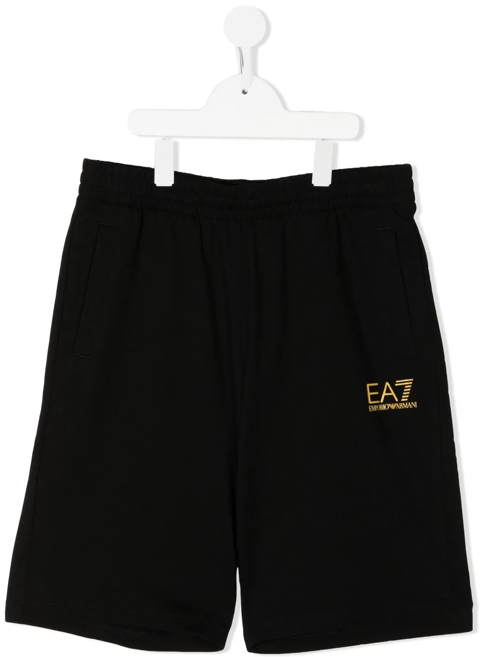 

Ea7 Emporio Armani TEEN logo-print track shorts - Black