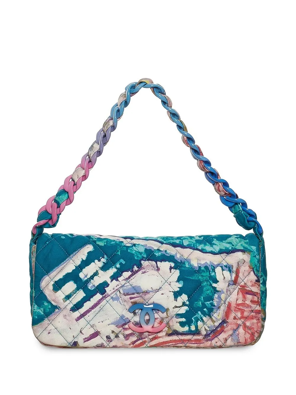 

Chanel Pre-Owned bolsa de hombro capitonada Graffiti Watercolor 2010-2011 - Azul