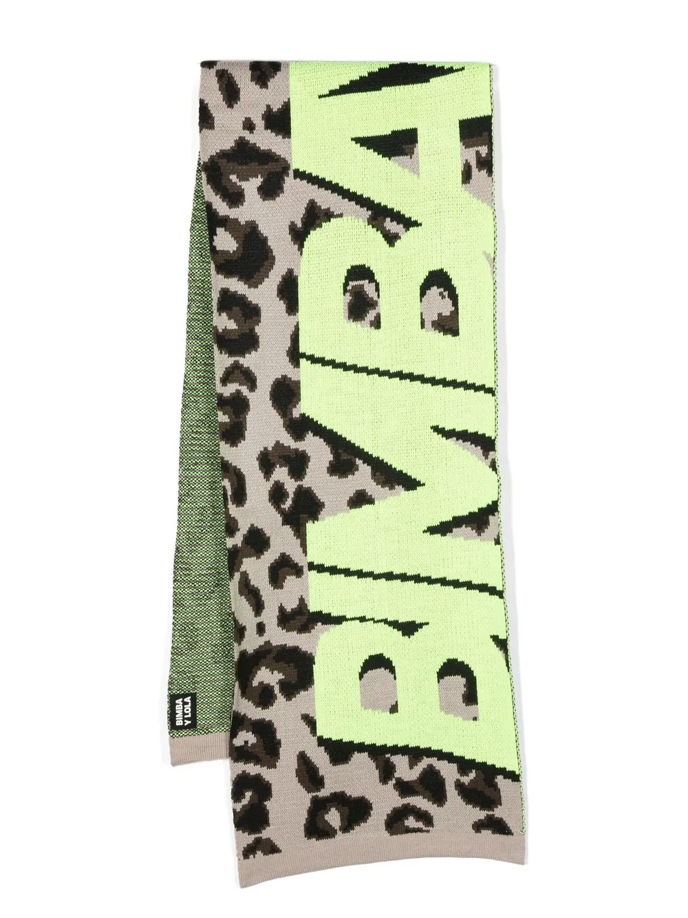 

Bimba y Lola bufanda tejida con estampado de leopardo y logo - Verde