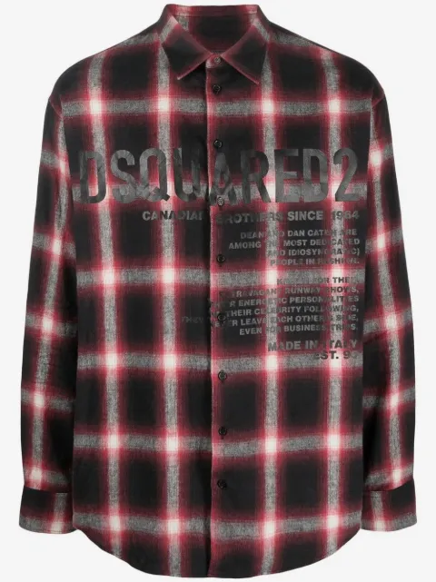 DSQUARED2 logo-print checked cotton shirt