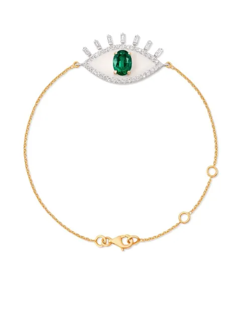 House of Meraki 18kt yellow gold Surya Evil Eye emerald and diamond bracelet