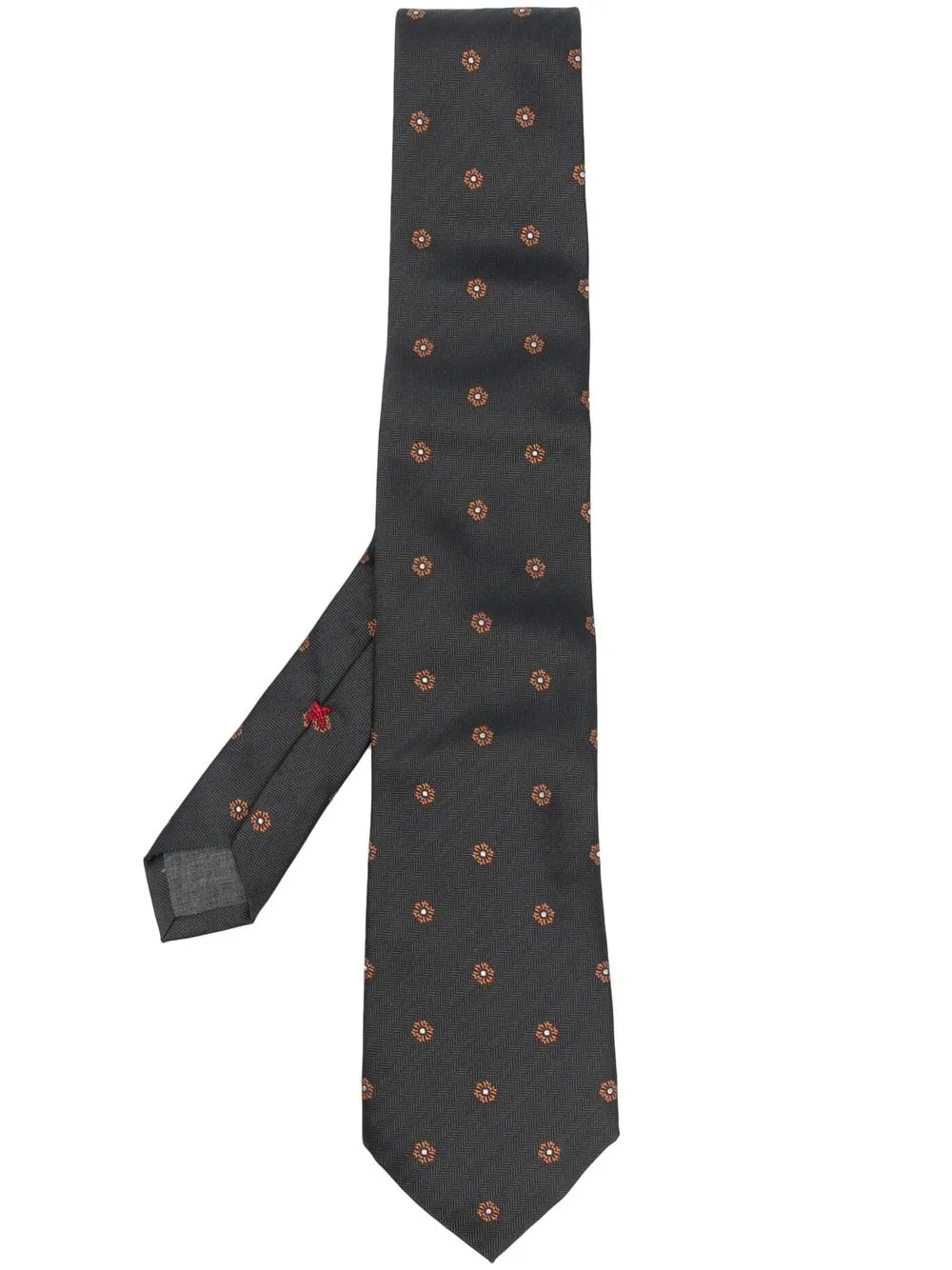 

Brunello Cucinelli floral-embroidered silk tie - Grey