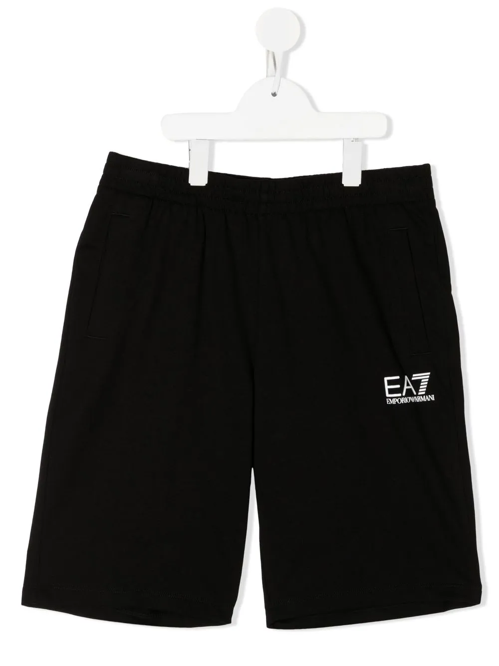 

Ea7 Emporio Armani TEEN logo-print track shorts - Black