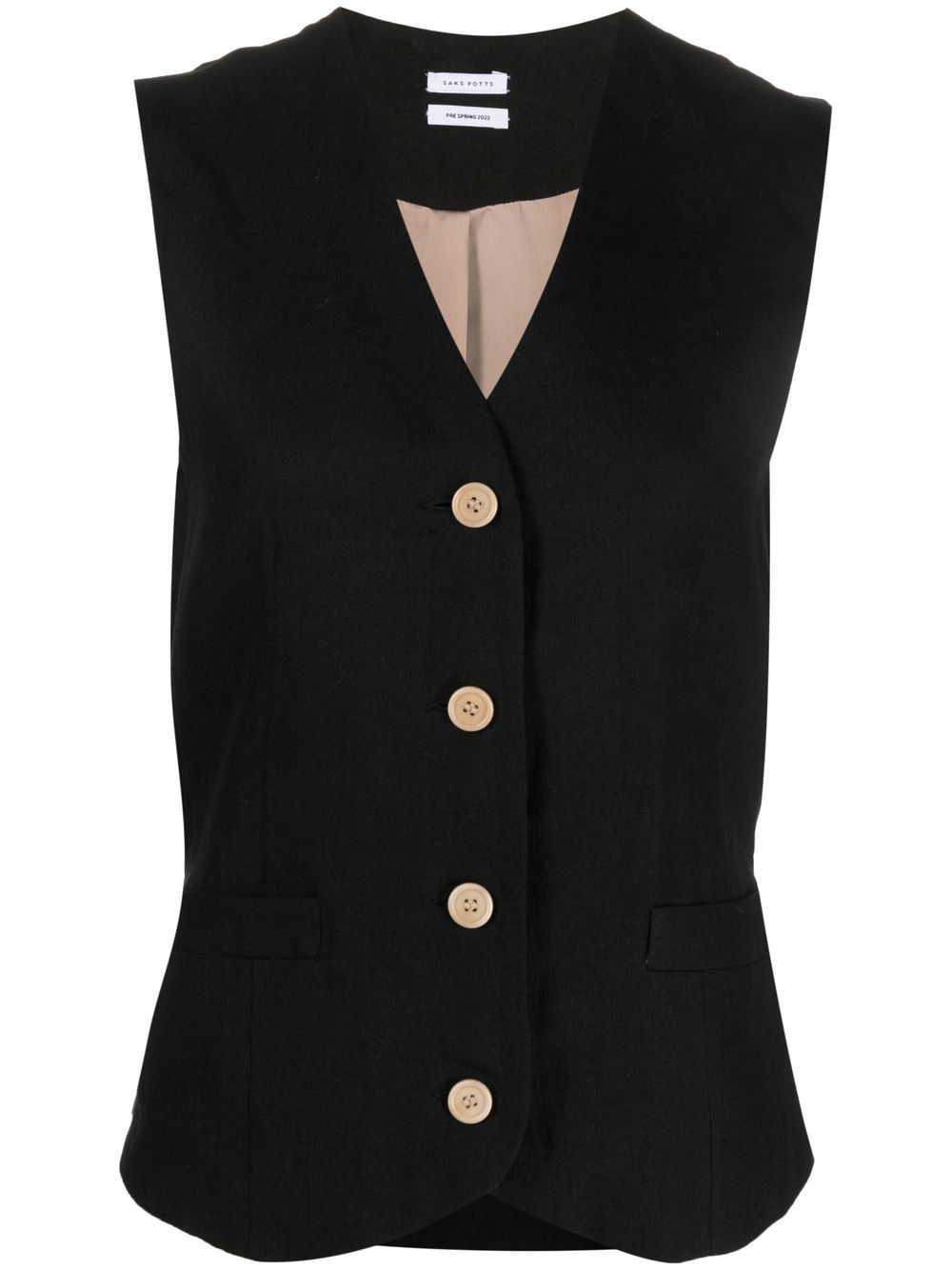 

Saks Potts buttoned linen vest - Black