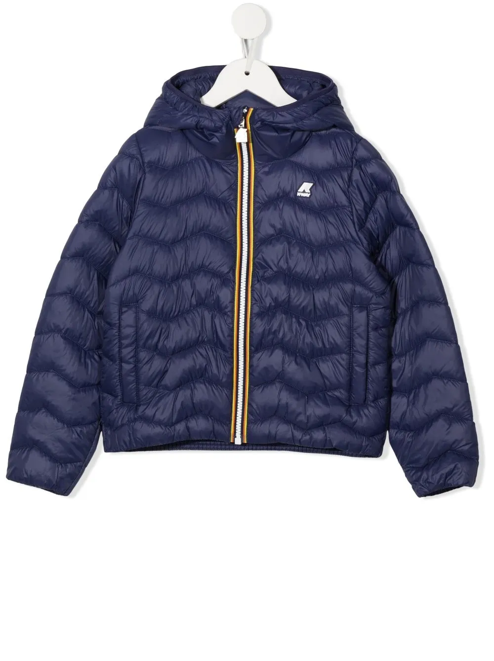 

K Way Kids logo-patch hooded padded jacket - Blue