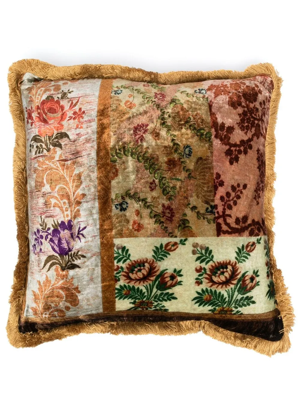 

Pierre-Louis Mascia frayed floral-print cushion - Neutrals